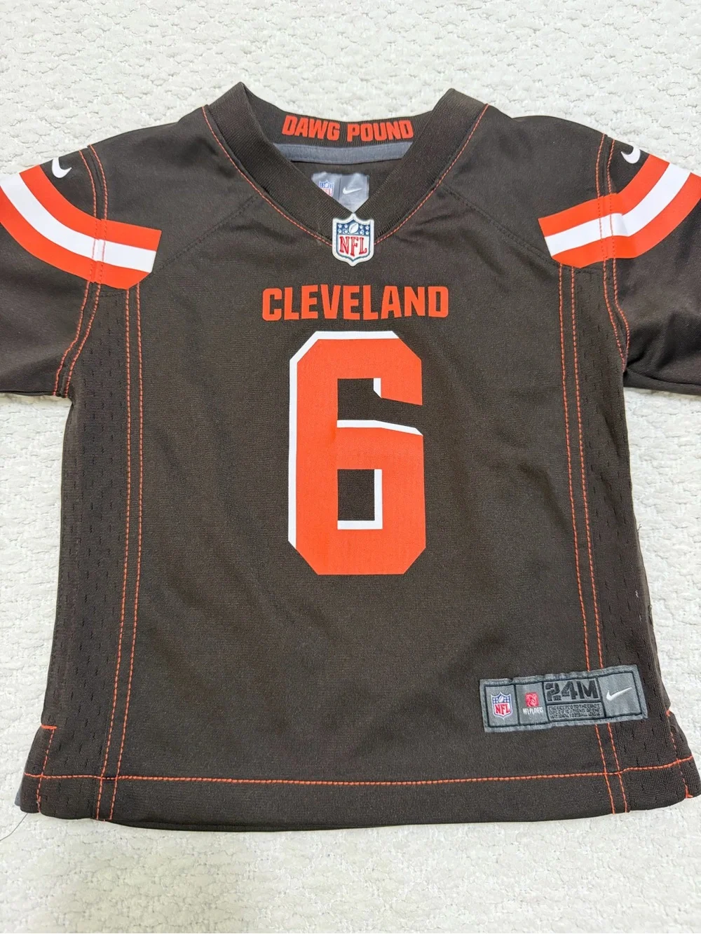 Authentic Nike On Field Cleveland Browns Baker Mayfield Jersey Kid’s Size 24 M
